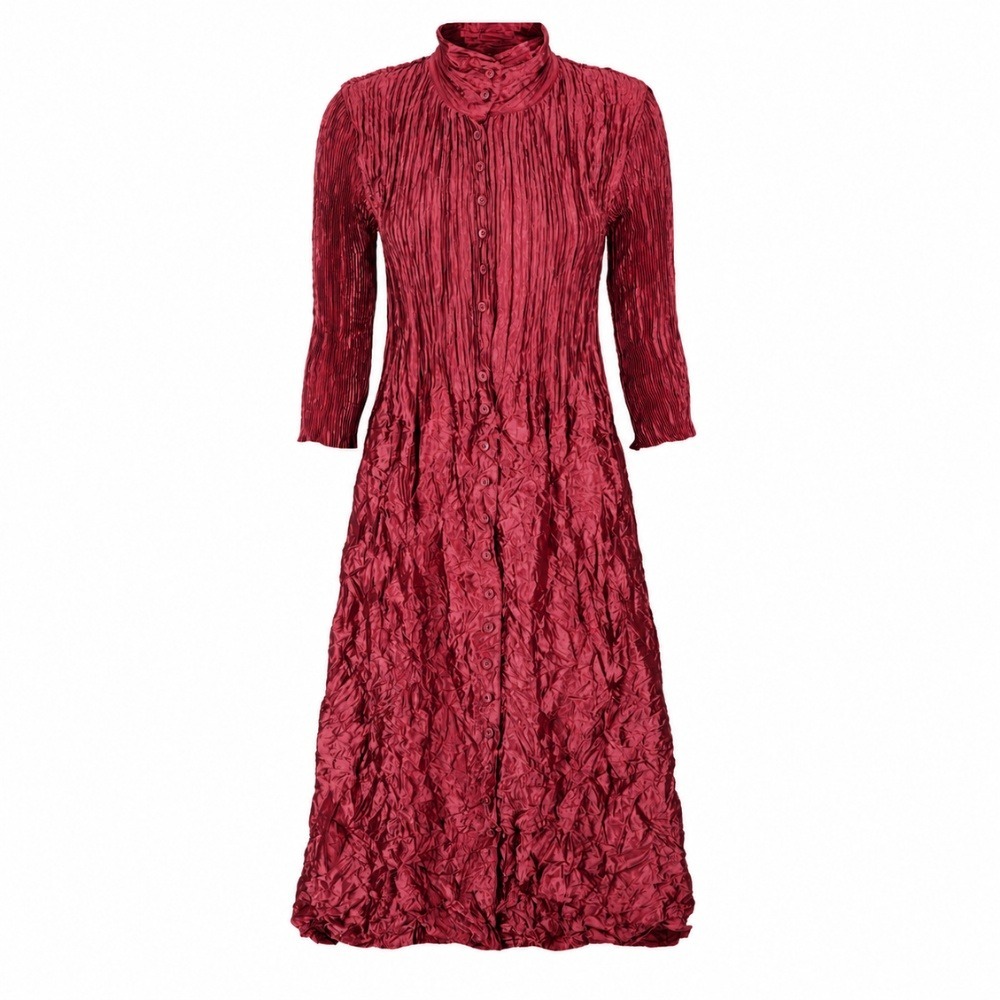 NWT Alquema Metallic Nehru Coat Dress Ruby Red 2 US 12-14